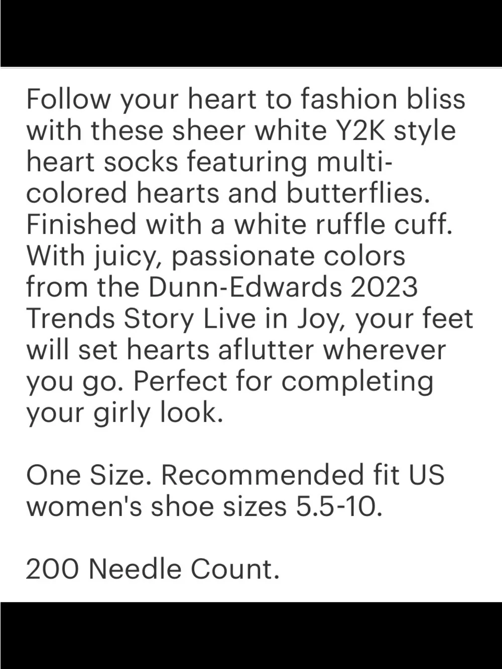 Y2K Hearts Ruffle Sheer Crew Sock.
